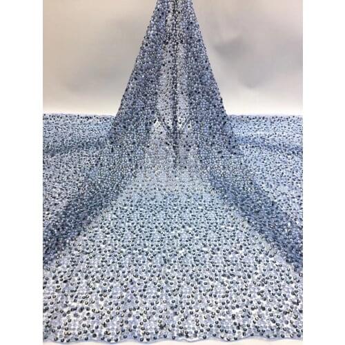 African sequin lace fabric 2021 embroidery Nigeria lace fabric high quality French tulle lace fabric dress T35621