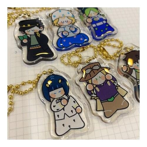 Anime JoJos Bizarre Adventure Acrylic Keychain Toy Higashikata Josuke Kakyoin Noriaki Giorno Kujo Jotaro Cute Pendant