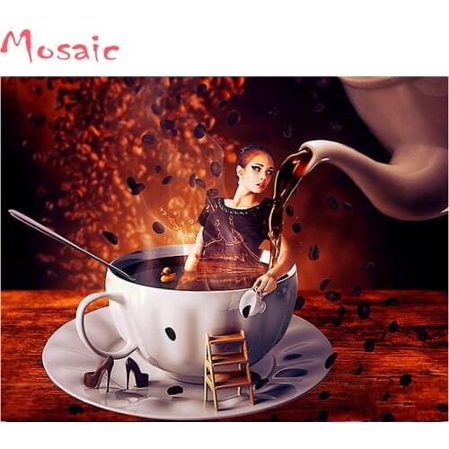 Girl Diamond Embroidery beaded mosaic,cup beauty diamond painting,Stitch Cross,3D,Diamond pattern,almaznaya,wall stickers decor