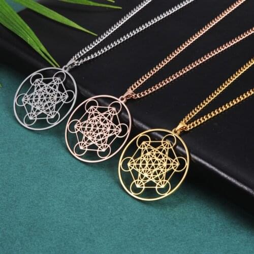Yoga Hindu Buddhism Tree of Flower Life Stainless Steel Necklace Women 7 Chakra Pendant Choker Jewelry Kabbalah Cadenas Mujer