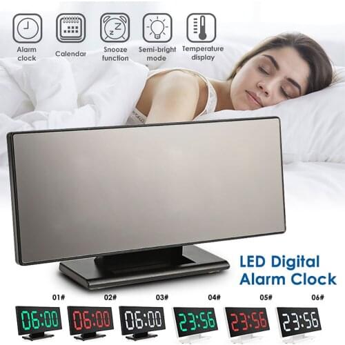 Digital LED Mirror Clock Large Screen Alarm Clock Multifunction Snooze Clock 12h/24h Display Time Night Led Table Desktop Alarm