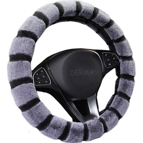 DERMAY 38cm Car Steering Wheel Cover Case Winter Warm Soft Plush Styling Universal Interior Accessories Automobile Car Protector