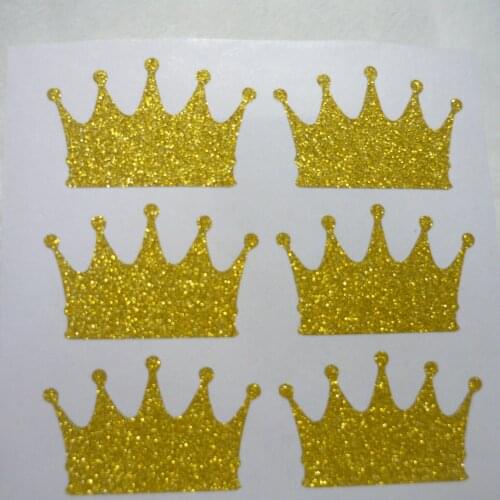 Elegant Crown gold glitter sticker label