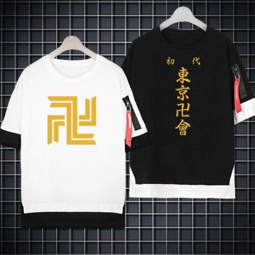 Tokyo Revengers T shirt Ryūgūji Ken Cosplay Fake Two Men Loose T Shirt Oversize Summer Mikey Draken Tops Japanes Anime Tees