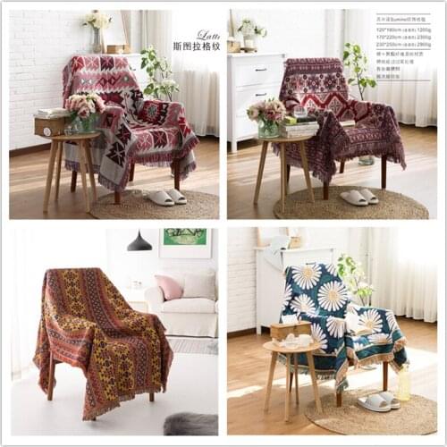 GY4024-2 Restoring Ancient Ways Geometry Deer Blanket Sofa Decorative Slipcover Stitching Rug
