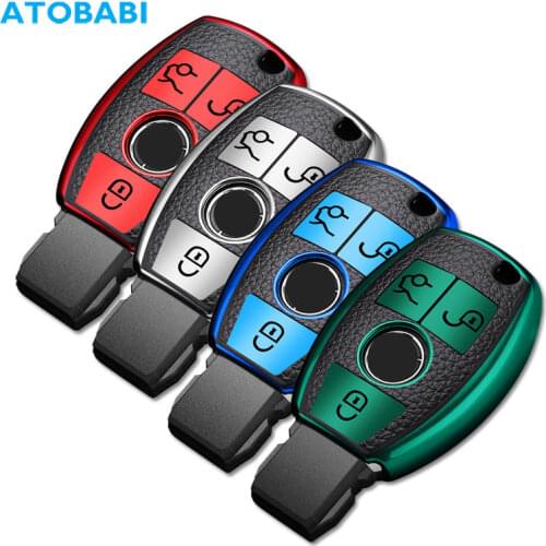 TPU Leather Car Key Cover For Mercedes Benz W203 W210 W211 W124 W202 W204 W212 W176 AMG Remote Case Car Decoration Accessories