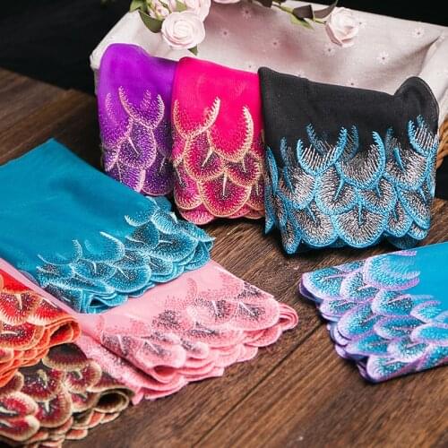 Lace Fabric Flower Embroidered Gauze Wedding Dress Bride Trailing Dress Skirt 20cm Doll Clothing Sofa Sewing Accessories 2021