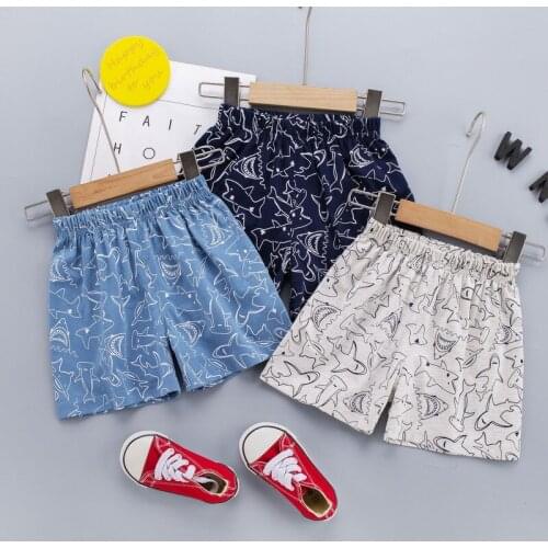 Baby boy summer pants fashion cartoon shark print elastic waist shorts baby casual shorts sports shorts pants for baby boys
