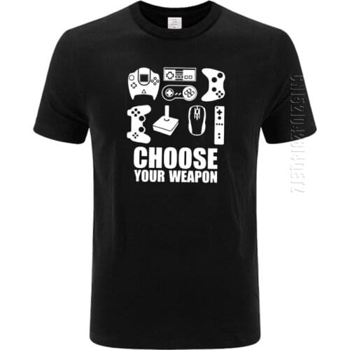 Summer Mens T-Shirt Choose Your Weapon Gamer O Neck T Shirt Video Game Controller Tee Cotton Tshirt Oversized