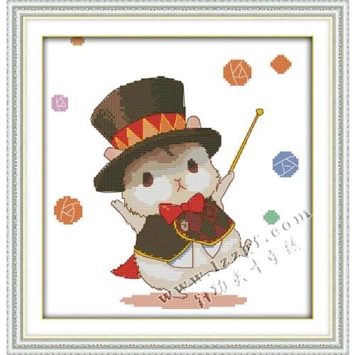 The Little Hamster Magician Chinese Counted Cross Stitch Kit Patterns Dmc Stitch Embroidery Needlework Sets Livingroom Baby Room