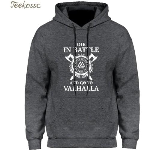 Vikings Hoodie Men Die In Battle And Go To Valhalla Hoodies Pullovers Son Of Odin Viking Berserker Hooded Sweatshirts Crewneck