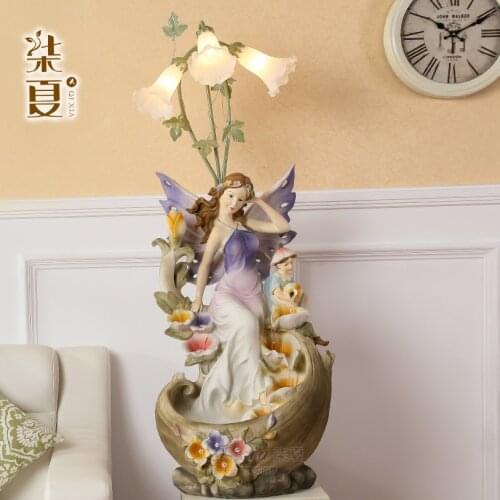 Seven Summer Angel beauty figure European style living room lamp water fountain Home Furnishing large floor decoration accessori