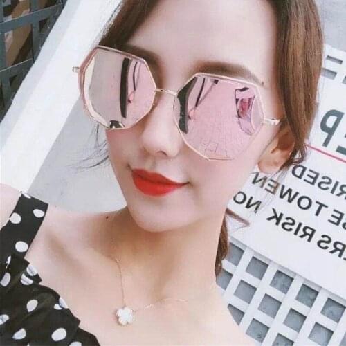Sunglasses color film colorful ladies fashion sunglasses big frame metal sunglasses