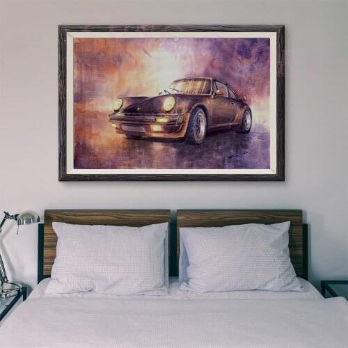 T053 Retro Racing Car Classic Painting Brown car 10 Custom Silk Poster Home Deco Wall Art Christmas Gift