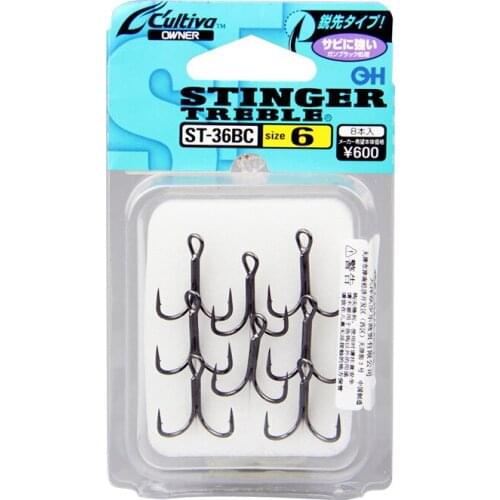 Japan OWNER Treble Hooks ST-36 Barbed Fishing Hook 4# 6# 8# Super Sharp Solid Three Anchor Hooks Fishhook Pesca Fishing Tackle