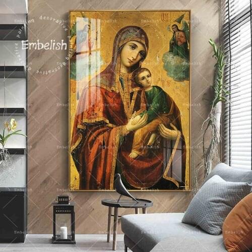 Embelish Christs Lord God Jesus And Marry Portrait HD Canvas Oil Paintings For Living Room Modern Home Decor Wall Art Pictures