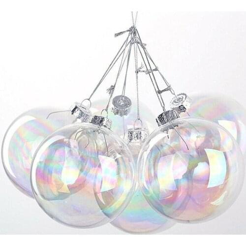 Christmas Tress Decorations Ball Transparent Glass Hanging Drop Ornaments 6/8/10cm Ball Christmas Decoration Gifts