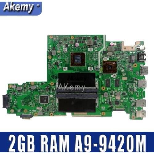 X542BP laptop motherboard For Asus X542B X542BP A580B K580B Mainboard 100% test 2GB RAM A9-9420M CPU 3.0GHZ