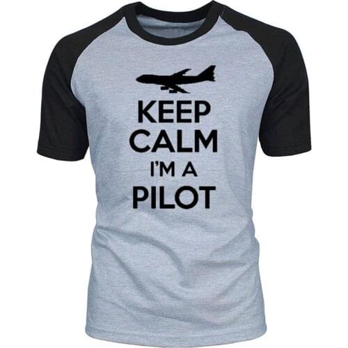 KEEP CALM I'M A PILOT Plane Funny T Shirt 2019 Summer New Tshirt Men Cotton Short Sleeve T-shirt Top Tees EU Size