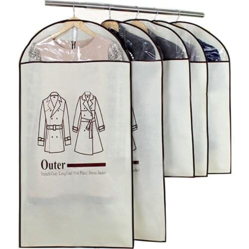 DESIRABLE Wardrobe Hanging Storage Bag Thicken Non-Woven Fabric Dust Cover For Clothing Dress Suit Coat Clothes Organizer Bags