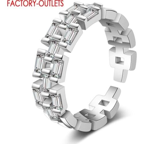 Trendy Sparkling Cubic Zirconia Rings For Woman Lady Girls Fashion Genuine 925 Sterling Silver Wedding Engagement Party Rings