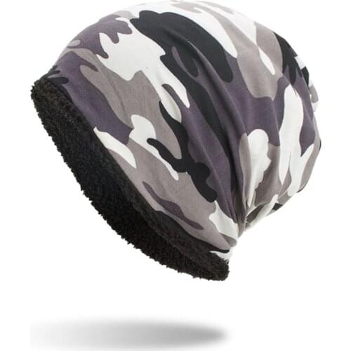 Winter Camouflage Fleece Knitted Hat Men Women Fashion Casual Skiing Beanies Caps Warm Beanie Bonnet Hats Men HE103