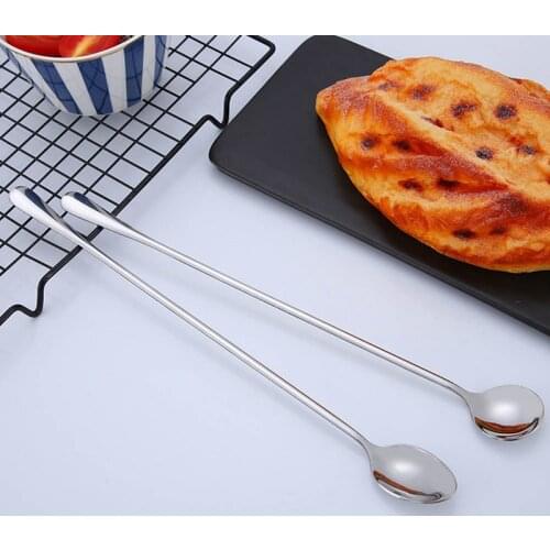 1pc Long Handle Stainless Steel Tea Coffee Spoon Cocktail Ice Cream Soup Spoons Dessert Spoon Hotel Home