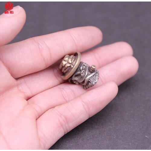 1PC Smoking Monkey Retro Brass White Copper EDC Paracord Beads Lanyard Pendants Knife Beads Umbrella Rope Cord Beads