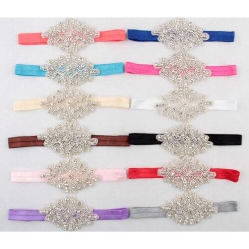 10 pcs/lot , Vintage Rhinestone Beaded Headband Photo Prop Bling Headband Rhinestone Applique Headband