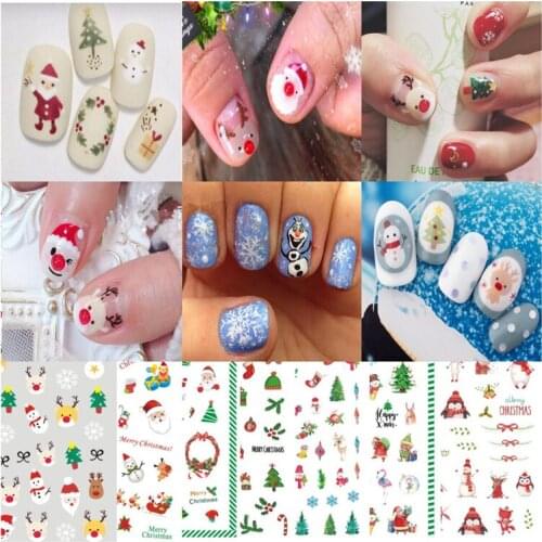 10PCS New 3D Christmas Nail Stickers Santa Claus Gloves Snowman Snowflake Christmas Transfer Nail Decoration Accessories Sticker
