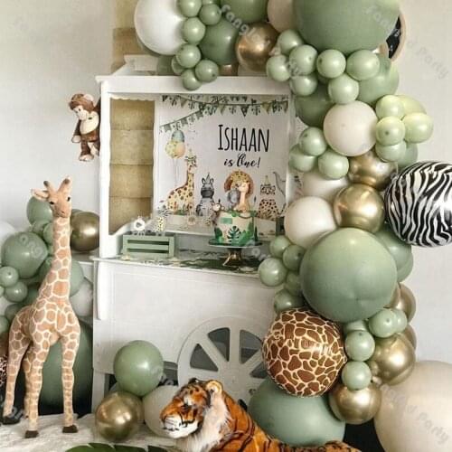 102pcs Dusty Green Natural Sand Matte White Chrome Gold Balloons Arch Kit Birthday Party Gender Reveal Baby Shower Balloon Chain