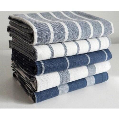 3Pcs 40*70cm Yarn Dyed Cotton Tea Towel Blue Stripes Cotton Kitchen Tea Towel Kitchen Pad Cleaning Washing Table Cloth