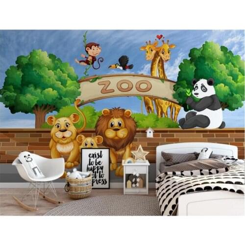 3d wall murals wallpaper for Childrens room Modern hand drawn cute animal panda lion home decor photo wallpaper for walls 3 d