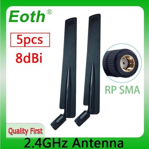 EOTH 5PCS 2.4GHz Antenna wifi real 8dBi RP-SMA Female 2.4G antena wi fi antenne Aerial antenna antenas for Wireless wi-fi Router