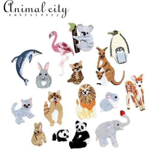 50pcs/lot Small Embroidery Patches Lion Kangaroo Koala Panda Kids Clothing Decoration Accessory Diy Iron Heat Transfer Applique