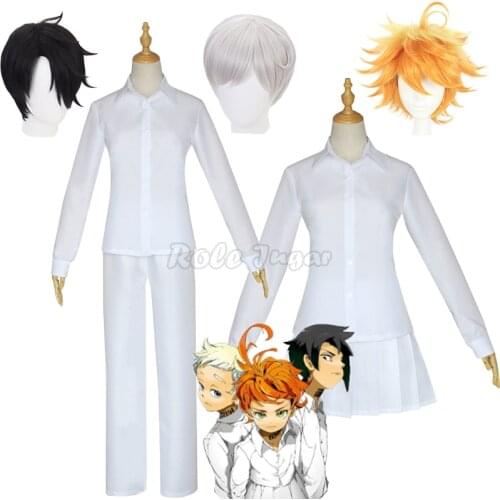Anime The Promised Neverland Cosplay Costume Student Uniform Emma Norman Ray Cosplay Wig Halloween Carnival Costumes C46D14