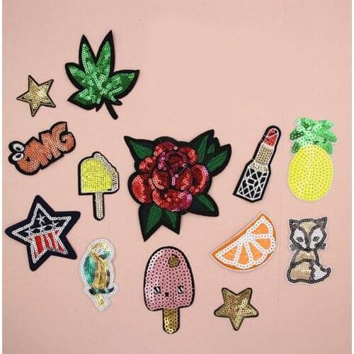 Paillette Sequins Embroidered Star Patch Clothes Stickers Bag Sew Iron On Applique DIY Apparel Sewing Clothing Accessories BU30