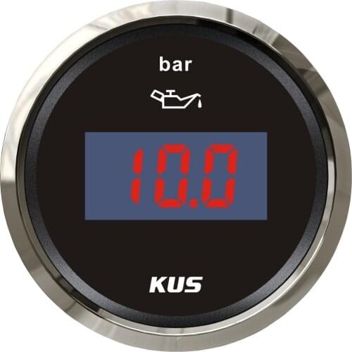 52mm Digital Oil pressure gauge high oil pressure 0-5 bar black faceplate for car truck universal boat yacht