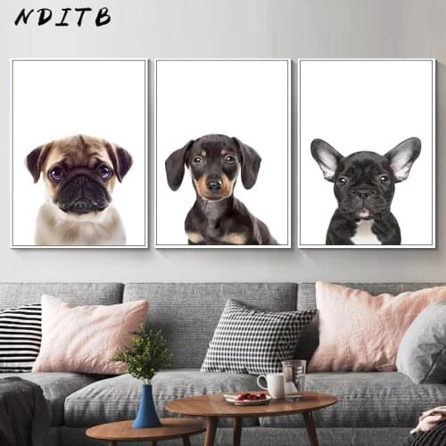 Baby Pug Yorkshire Terrier Dog Animal Poster Nursery Print Wall Art Canvas Painting Minimalismt Decorative Picture Home Decor