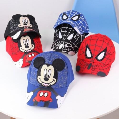 Disney Mickey Minnie Marvel Avengers Spiderman Hat Baseball Cap Children Baseball Cap Kids Gift Anime Cartoon Sun Hat NEW