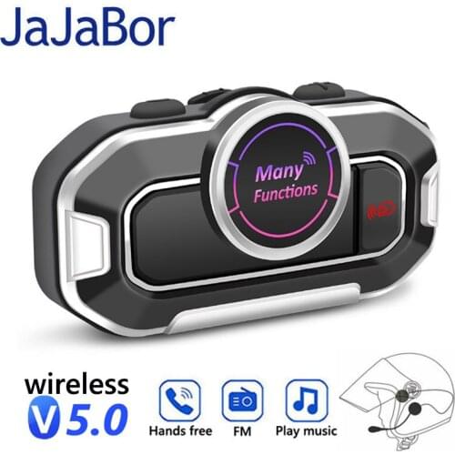 JaJaBor Motorcycle Headset Waterproof Helmet Headphones FM Radio Music Play Handsfree Automatically Answered Bluetooth Headset