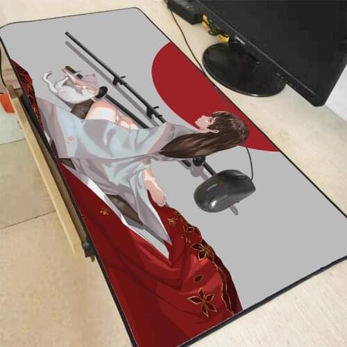 Japanese anime girl katana Large sizes DIY Custom Gaming Mouse Pad Gamer black Locking Edge Keyboard Mouse Mat Desk Mouse Pad