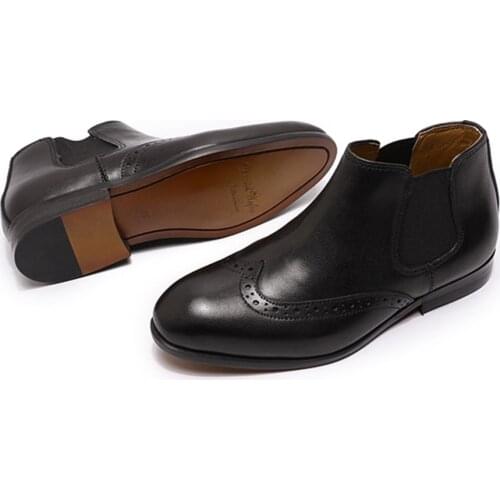 Boys Leather Boots Handmade Round Toe Brooch Leather Shoes Handsome Childrens Dress Shoes Wedding School Party Kid Shoes
