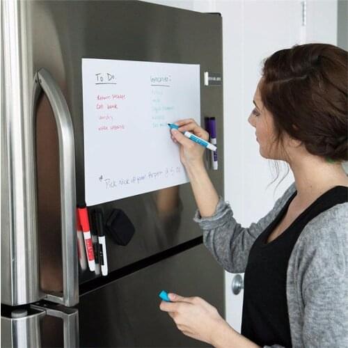 Magnetic Whiteboard Fridge Magnets Dry Wipe Message Board Marker Pen Writing Record Remind Memo for Kids Kitchen Accessories