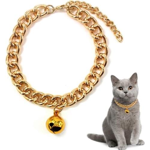Cute Gold Color Pet Collar Fashion Bell Decor Aluminum Dog Cat Collar Pet Necklace Cat Bells Collar With Bell Pet Supplies