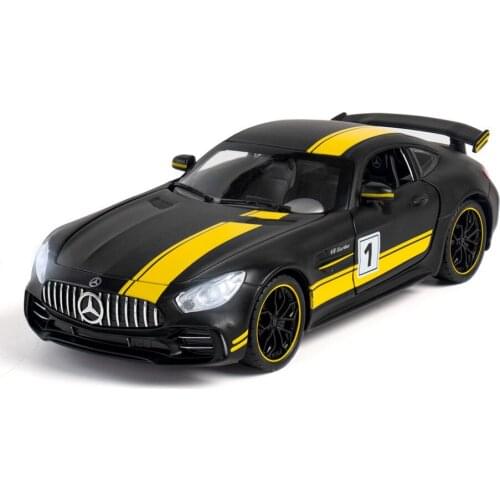 Car model sports car 1:24 GTR 4 door open toy cars with lights pull back metal diecasts collection toys for kids Christmas gift