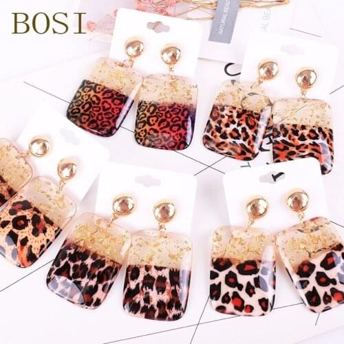 Fashion Jewelry Leopard Acrylic boho Resin Mult-icolor Dangle gold Earrings For Women Geometry Big Earrings Acetate statement