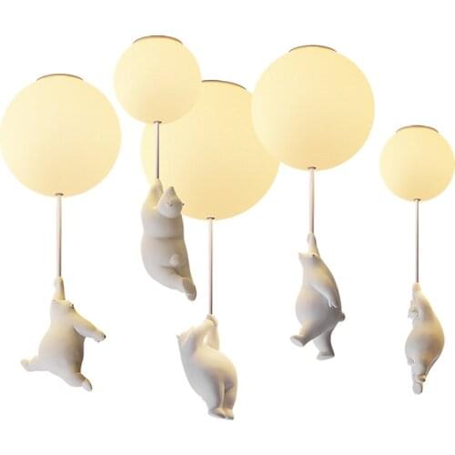 Cartoon Bear Ceiling Lights Modern Childrens Room Restaurant Clothing Store Cafe Boy Girl Bedroom Balloon Art Deco Ceiling Lamp