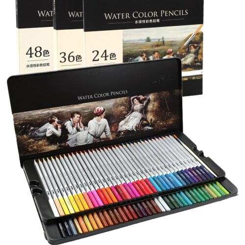 Deli 24/36/48/72 Colors Professional Soluble Color Pencils Set Artist Painting Sketching Wood Colored Pencil School Art Supplies