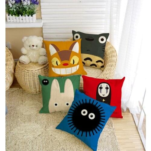 Totoro pillow cover, Japanese cute cartoon creative Hayao Miyazaki Totoro series throw pillow cover wholesale
